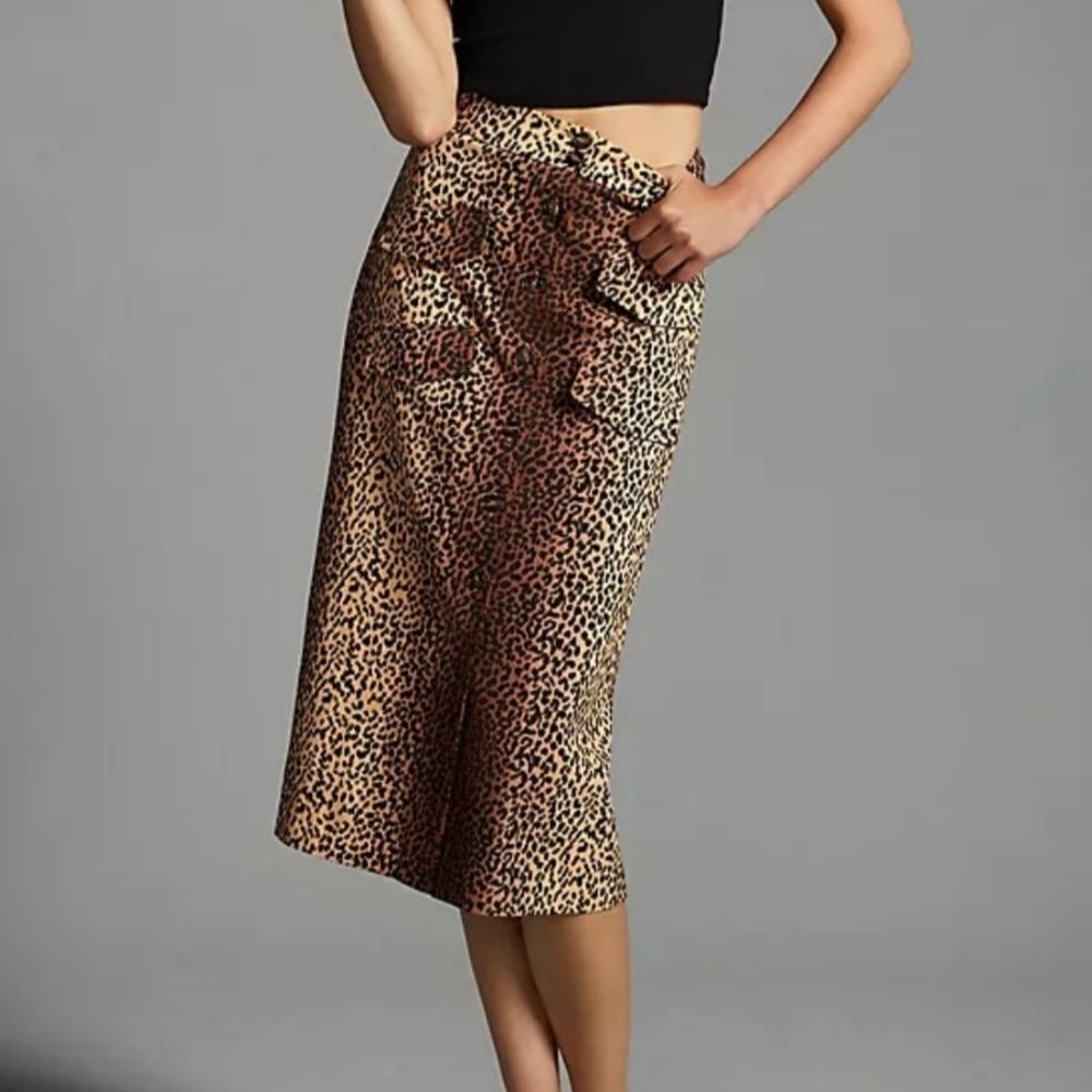 New Anthropologie Animal Print Midi Skirt